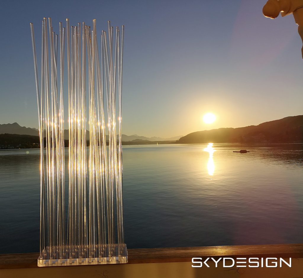 Skydesign Plexiglas Raumteiler: Halbtransparenter Raumteiler, Luxus Lounge Möbel